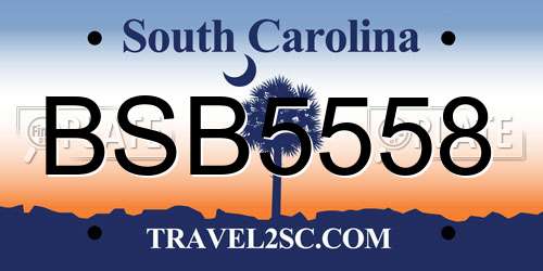 BSB5558 South Carolina License Plate