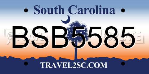BSB5585 South Carolina License Plate