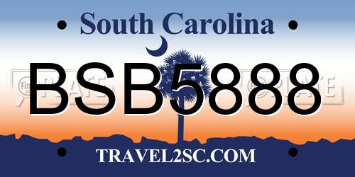 BSB5888 South Carolina License Plate