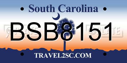 BSB8151 South Carolina License Plate