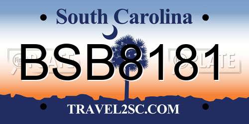 BSB8181 South Carolina License Plate
