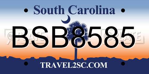 BSB8585 South Carolina License Plate