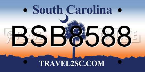 BSB8588 South Carolina License Plate