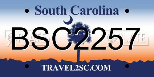 BSC2257 South Carolina License Plate