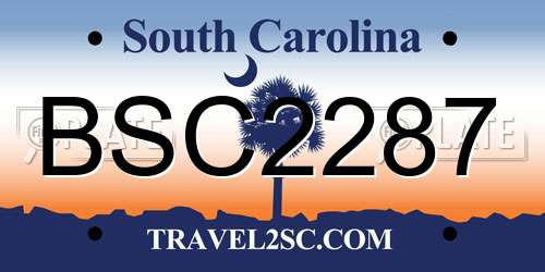 BSC2287 South Carolina License Plate