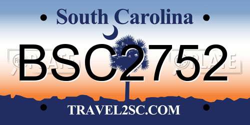 BSC2752 South Carolina License Plate