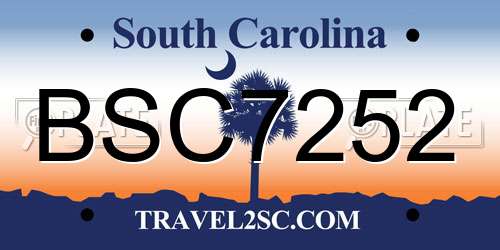 BSC7252 South Carolina License Plate