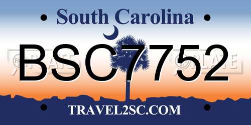 BSC7752 South Carolina License Plate