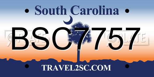 BSC7757 South Carolina License Plate