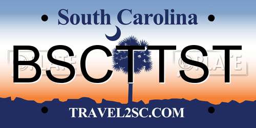 BSCTTST South Carolina License Plate