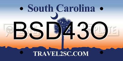 BSD43O South Carolina License Plate