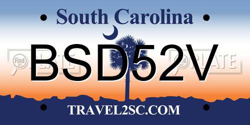 BSD52V South Carolina License Plate