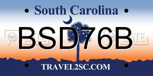 BSD76B South Carolina License Plate