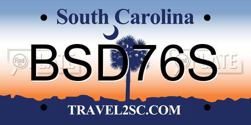 BSD76S South Carolina License Plate