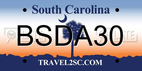 BSDA30 South Carolina License Plate