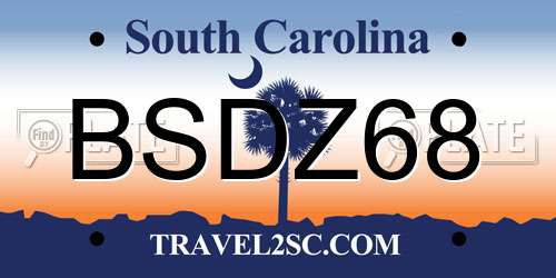 BSDZ68 South Carolina License Plate