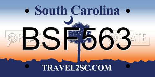BSF563 South Carolina License Plate