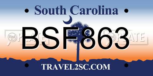 BSF863 South Carolina License Plate