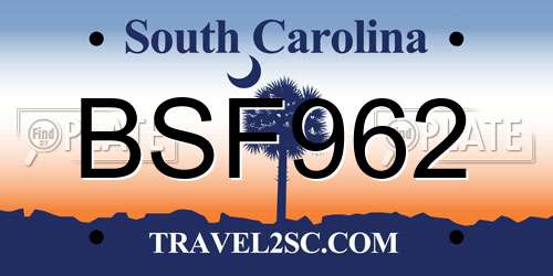 BSF962 South Carolina License Plate