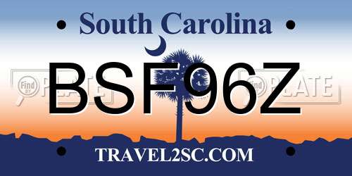 BSF96Z South Carolina License Plate