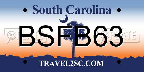 BSFB63 South Carolina License Plate