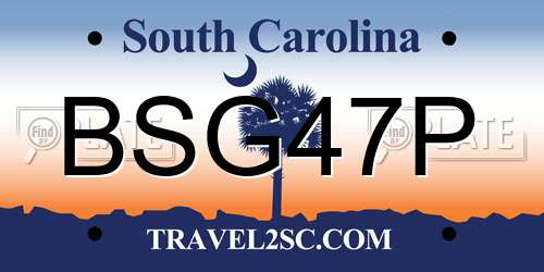 BSG47P South Carolina License Plate