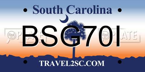 BSG70I South Carolina License Plate
