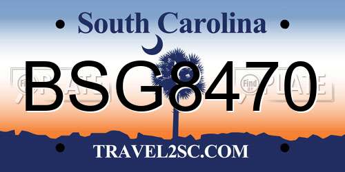 BSG8470 South Carolina License Plate
