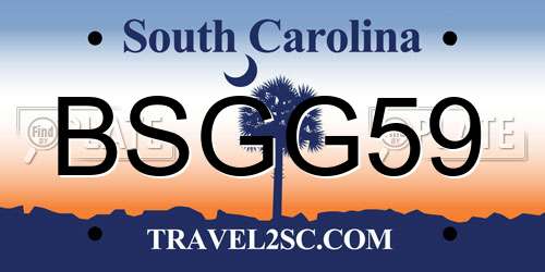 BSGG59 South Carolina License Plate