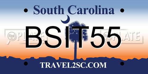 BSIT55 South Carolina License Plate