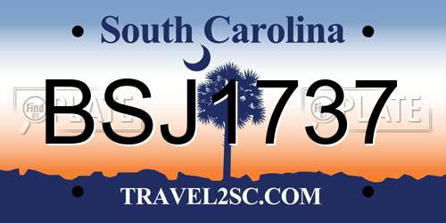 BSJ1737 South Carolina License Plate