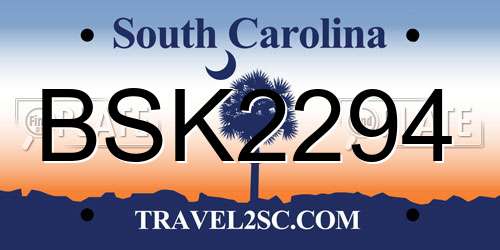 BSK2294 South Carolina License Plate