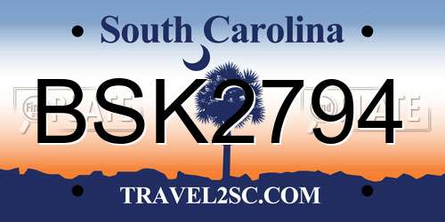 BSK2794 South Carolina License Plate