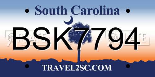 BSK7794 South Carolina License Plate