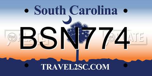 BSN774 South Carolina License Plate