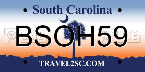 BSOH59 South Carolina License Plate