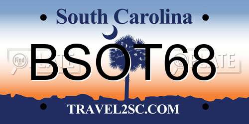 BSOT68 South Carolina License Plate
