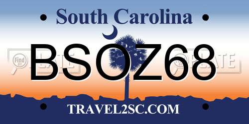 BSOZ68 South Carolina License Plate