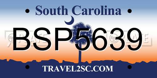 BSP5639 South Carolina License Plate