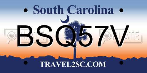 BSQ57V South Carolina License Plate