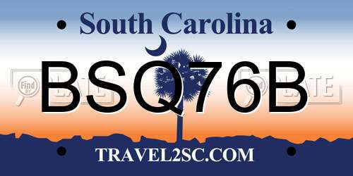 BSQ76B South Carolina License Plate