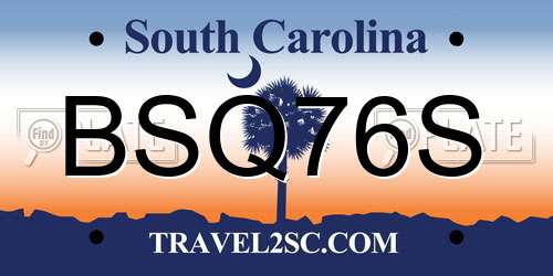 BSQ76S South Carolina License Plate