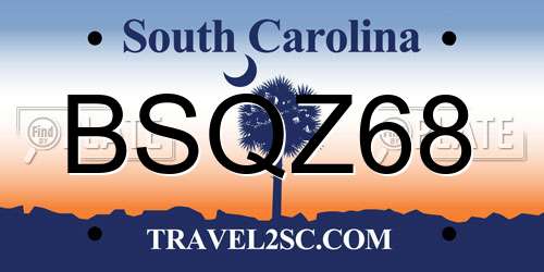 BSQZ68 South Carolina License Plate