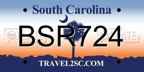 BSR724 South Carolina License Plate