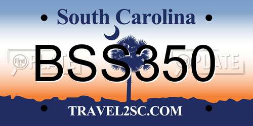 BSS350 South Carolina License Plate
