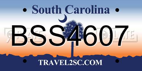 BSS4607 South Carolina License Plate
