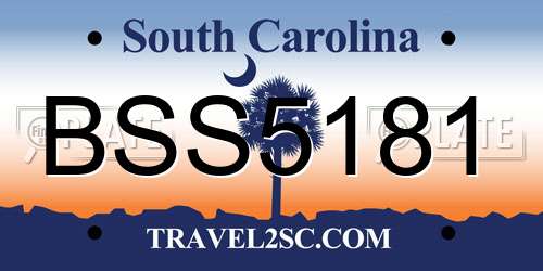 BSS5181 South Carolina License Plate