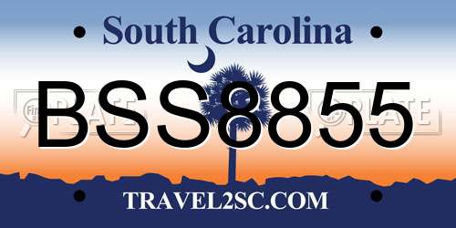 BSS8855 South Carolina License Plate