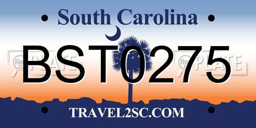 BST0275 South Carolina License Plate