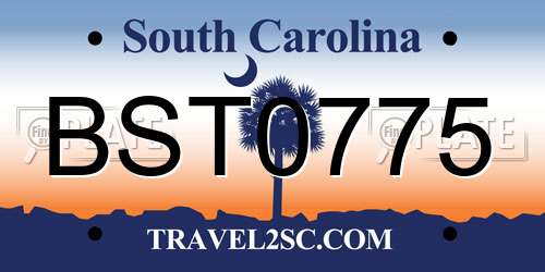 BST0775 South Carolina License Plate